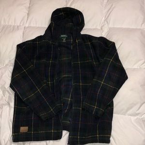 Ralph Lauren zip up oversized flannel hoodie